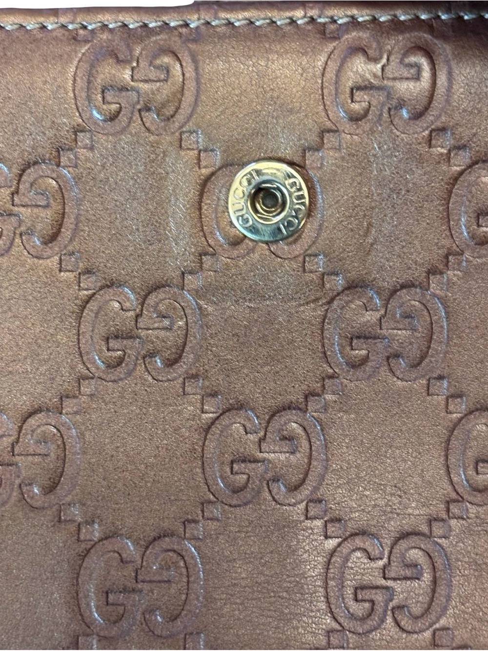 Authentic Gucci Guccissima Continental Wallet- Metallic Bronze Leather w/COA - Picture 9 of 14